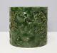 Nice Hand Carved Chinese Spinach Jade Brush Holder M2260