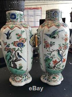 Nice Pair Chinese tea caddy, Familie Verte 18th ct. Kangxi period