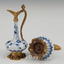 Nice pair of Chinese B&W porcelain vases 18th ct, Kangxi period, mounted as jugs