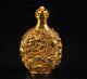 Old China Chinese Bronze 24k Gold Gilt Auspicious Dragon Statue Snuff Bottle