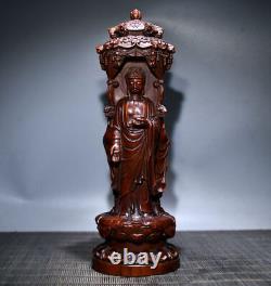 Old Chinese Antiques Natural Boxwood Hand-carved Exquisite Buddha Statue