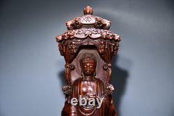 Old Chinese Antiques Natural Boxwood Hand-carved Exquisite Buddha Statue