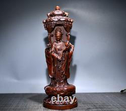 Old Chinese Antiques Natural Boxwood Hand-carved Exquisite Buddha Statue