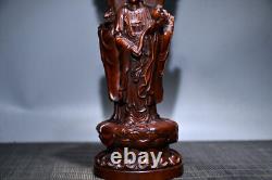 Old Chinese Antiques Natural Boxwood Hand-carved Exquisite Buddha Statue