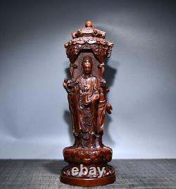 Old Chinese Antiques Natural Boxwood Hand-carved Exquisite Buddha Statue