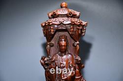 Old Chinese Antiques Natural Boxwood Hand-carved Exquisite Buddha Statue