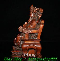 Old Chinese Boxwood Handwork Carve Money Wealth Yuanbao God Mammon Statue