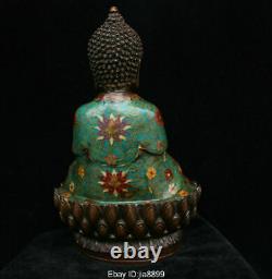 Old Chinese Buddhism Bronze Cloisonne Enamel Shakyamuni Amitabha Buddha Statue