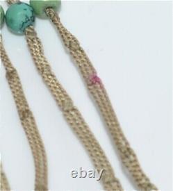 Old Chinese Carved and Pierced White Jade and Turquoise Bead Necklace