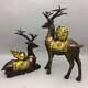 Old Chinese Copper Gilt Handmade Exquisite A Pair Deer Statue
