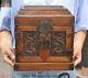 Old Chinese Dynasty Huanghuali Wood Carved Dragon Storage Treasure Chest Cabinet