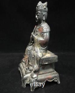 Old Chinese Ming Dynasty Officer HaiRui Bronze Buddha Statue Figure Sculpture