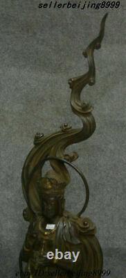 Old Chinese Purple Bronze Kwan-yin Guan Yin Avalokiteshvara Boddhisattva Statue