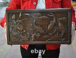 Old Chinese Rosewood Wood inlay Bronze Treasure chest Jewelry Boxes storage box