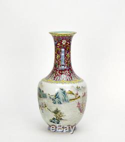 Old Chinese Turquoise Glaze Famille Rose 100 Boy Dragon Boat Porcelain Vase