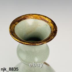 Old Chinese antique Song dynasty Carving Poems Gold insertion vase