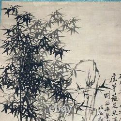 Old Chinese antique painting scroll Bamboo by Zheng Banqiao With letter