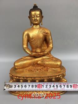 Old Chinese antiques Handmade Pure copper gilding Statue of Sakyamuni Buddha
