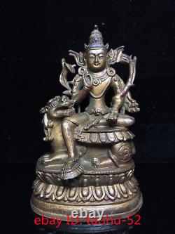 Old Chinese antiques Tibetan Buddhism bronze Manjusri Bodhisattva Buddha statue