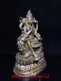 Old Chinese antiques Tibetan Buddhism bronze Manjusri Bodhisattva Buddha statue