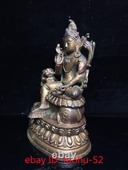 Old Chinese antiques Tibetan Buddhism bronze Manjusri Bodhisattva Buddha statue