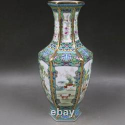 Old Chinese porcelain Enamel color Hand Painted Zodiac vase Qianlong Mark 6295