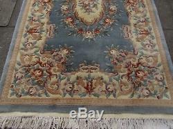 Old Hand Made Art Deco Chinese Carpet Blue Grey Wool Large Rug Carpet 250x154cm