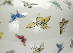 Original Chinese Qing Guangxu Period Fencai Butterfly Globular Porcelain Vase