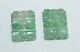 Pair Antique Chinese Carved Jadeite Jade Symbols Characters Earring Parts