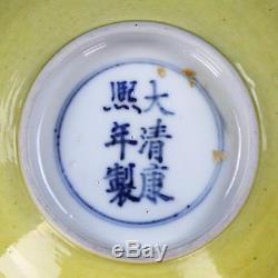 Pair Big Chinese Antique Yellow Glazed Porcelain Bowls