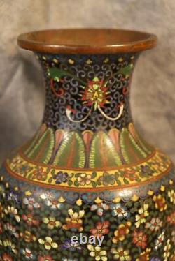 Pair FINE MILLIFIORI Cloisonné Enamel Vases Antique Chinese Qing / Republic 23CM