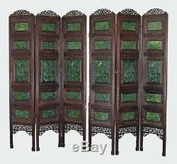Pair Massive And Rare Chinese Antique Spinach Jade Wood Screens