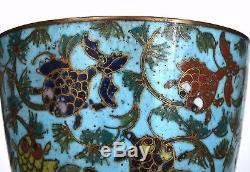 Pair of 19C Chinese Gilt Cloisonne Enamel Tea Wine Cup with Goldfish Fish