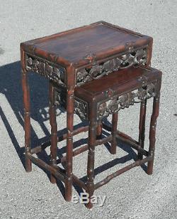 Pair of Antique Chinese Carved Rosewood Hardwood Tables