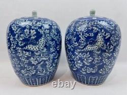 Pair of Blue-White Chinese Lidded Jars GOOD CONDITION