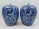 Pair Of Blue-white Chinese Lidded Jars Good Condition