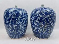 Pair of Blue-White Chinese Lidded Jars GOOD CONDITION