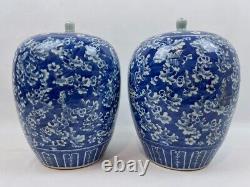 Pair of Blue-White Chinese Lidded Jars GOOD CONDITION
