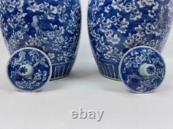 Pair of Blue-White Chinese Lidded Jars GOOD CONDITION