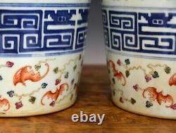 Pair of Fine Chinese Qing Guangxu MK Famile Rose Bat Cloud Porcelain Flower Pot