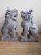 Pair Of Large Hand Carved Stone Foo Dog/foo Lions/temple Guardian Statues