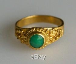 Qing Dynasty Chinese 24K Solid Gold Jadeite Jade Ring 4.5g Very Fine
