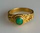 Qing Dynasty Chinese 24k Solid Gold Jadeite Jade Ring 4.5g Very Fine