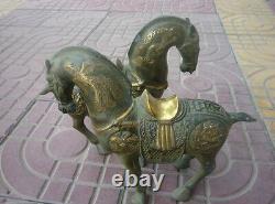 Qing Dynasty reproduction bronze gilt Horse Statue/ Sculpture A pair