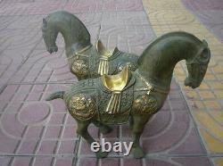 Qing Dynasty reproduction bronze gilt Horse Statue/ Sculpture A pair