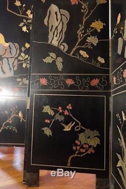 RARE CHINESE Coromandel Lacquer Wood Folding Screen