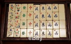 Rare 19th Century Chinese Mahjong Set In Carry Case Made With Bovine & Bambo