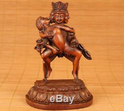 Rare Antique Chinese Old Boxwood Hand Carved Love Buddha Statue Figure