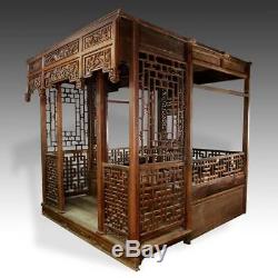 Rare Antique Chinese Wedding Bed Carved Rosewood Mirror Furniture China 19th C