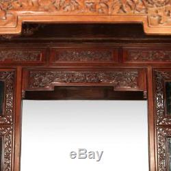 Rare Antique Chinese Wedding Bed Carved Rosewood Mirror Furniture China 19th C